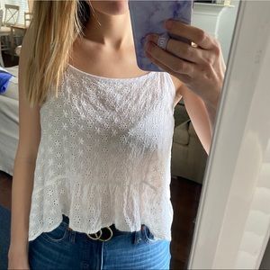 Fifty street white eyelet peplum top